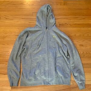 Oakley Gray/Volt Zip-Up Hoodie With Drawstrings Size XL